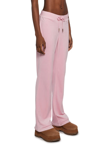 OG Big Bling Velour Track Pants - Pink