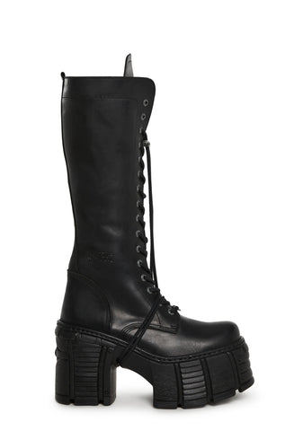 M-TM002-C2 Lace-Up Knee High Boots