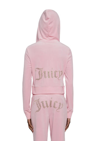 OG Big Bling Velour Hoodie - Pink