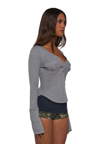 Brianna Long Sleeve Top - Gray