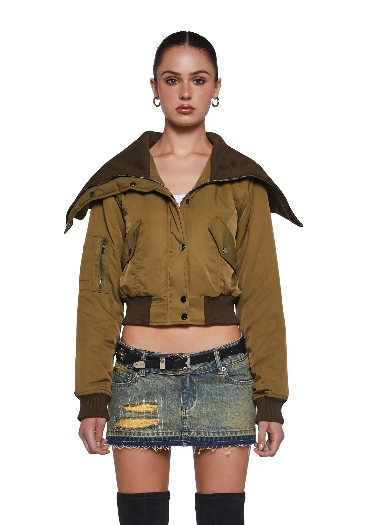 Sweet Riot Cropped Bomber Jacket
