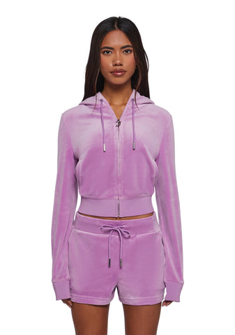 OG Big Bling Velour Hoodie - Purple