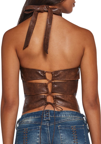 High Brow Halter Top - Brown
