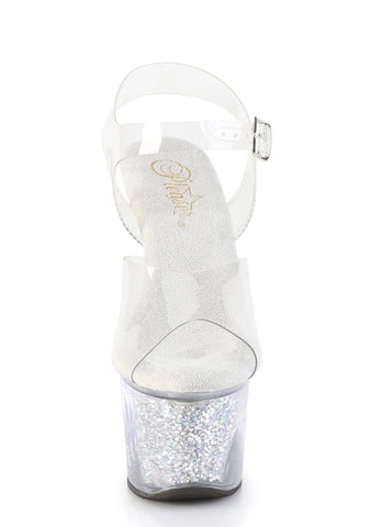 Sky-308RSI Platform Ankle Strap Sandals-Silver