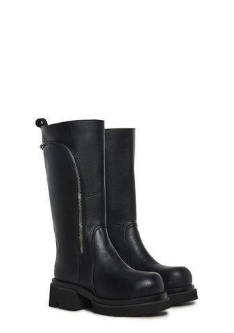 Small Town Girl Platform Boots - Black