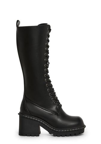 Record Shopping Knee High Boots