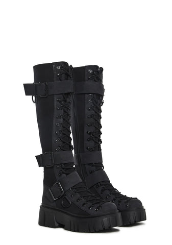 Low Traitor Knee High Boots - Black