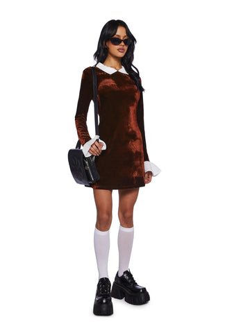 Macchiato Sessions Velvet Dress - Brown
