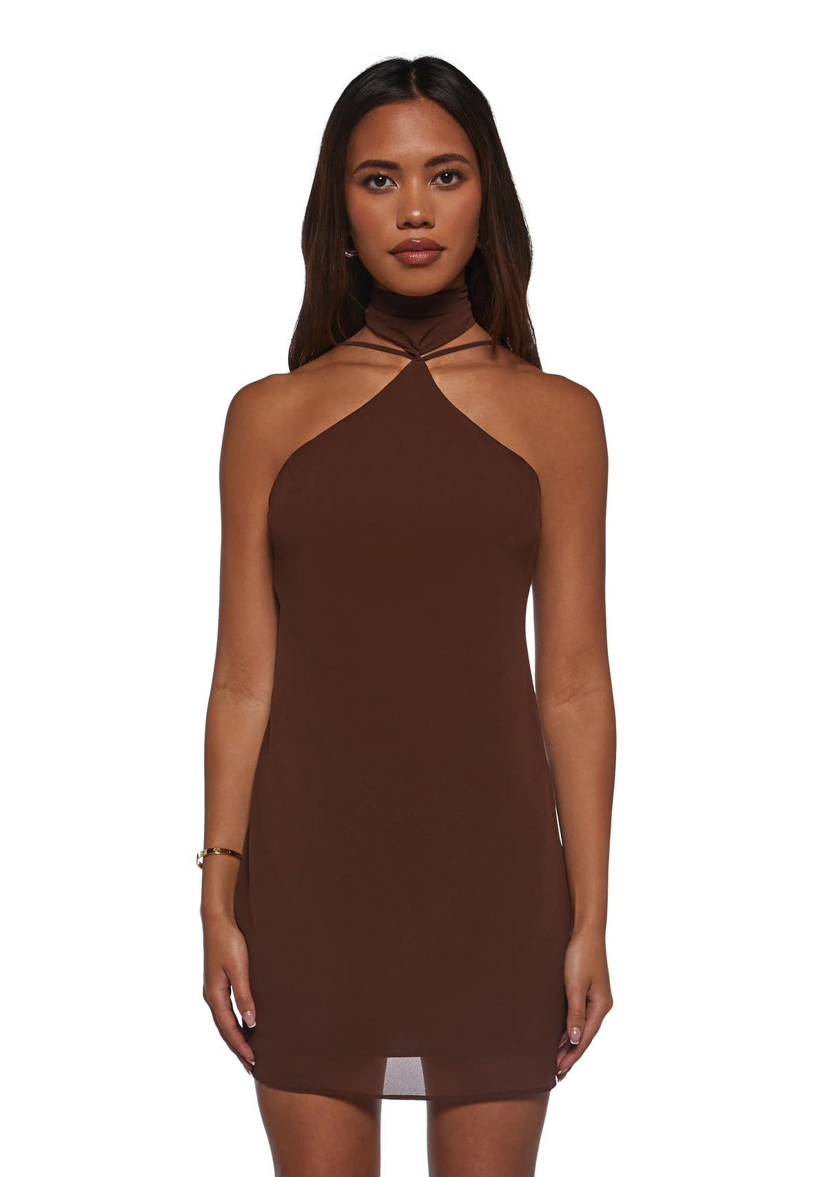 Latest Nightspot Halter Dress - Brown