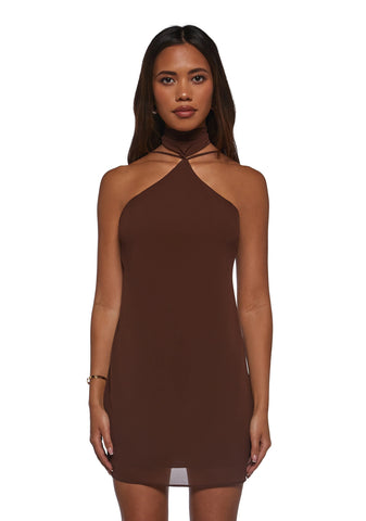 Latest Nightspot Halter Dress - Brown
