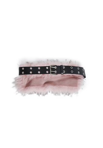 Vibing Sounds Faux Fur Belt - Pink