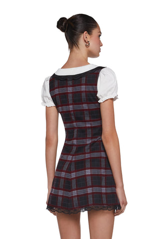 Dark Academia Plaid Dress