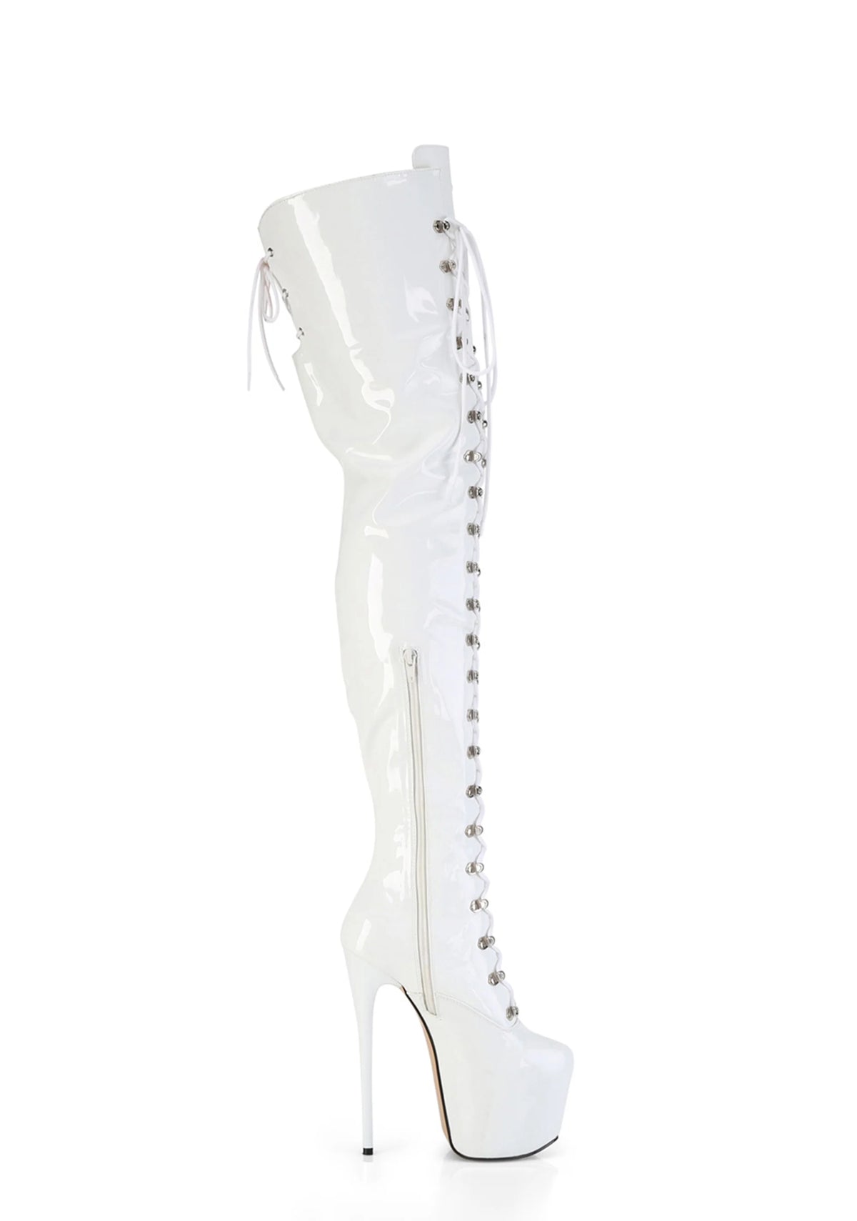 Jubilant-4012 Platform Crotch Boots-White
