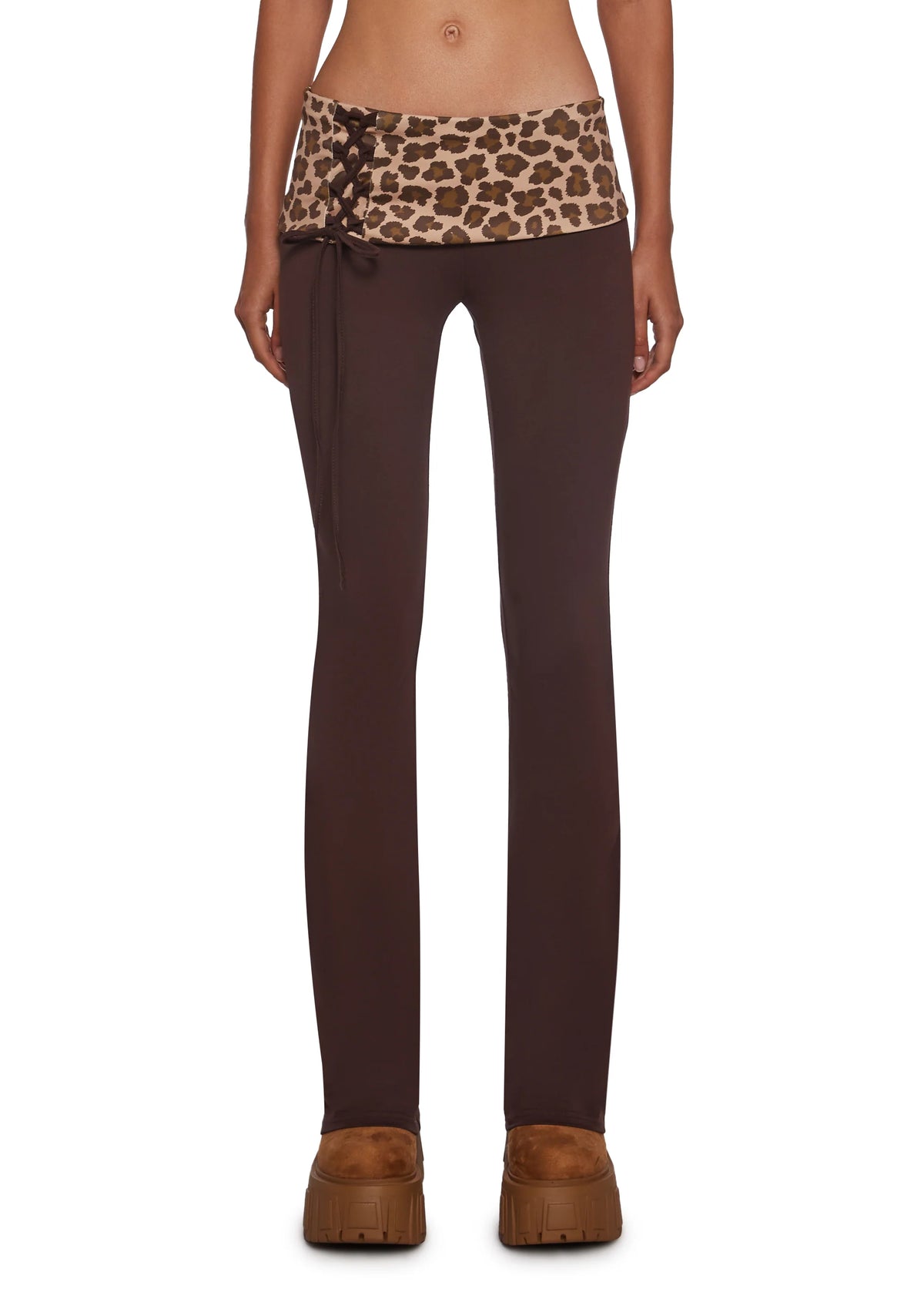Hot Crush Knit Pants - Brown