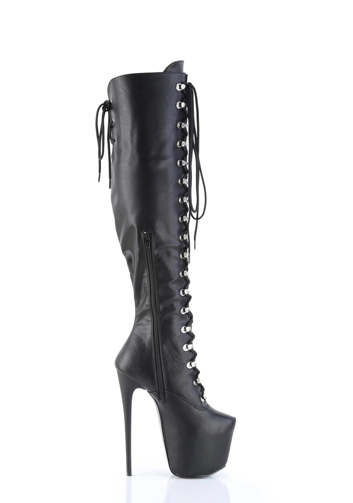 Jubilant-3012 Platform Over-The-Knee Boots-Black PU