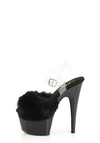Adore-708FUR Platform Ankle Strap Sandals-Black