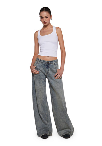 Sinful Attitude Wide Leg Jeans - Blue