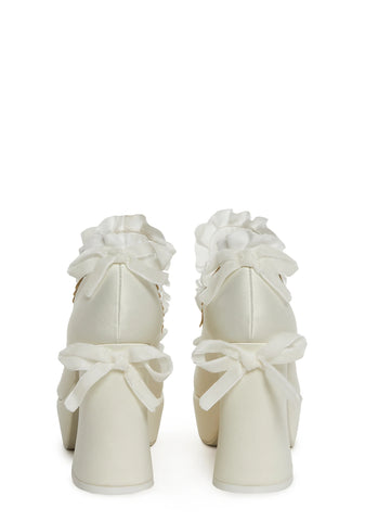 Bisou Baby Platform Heels - White