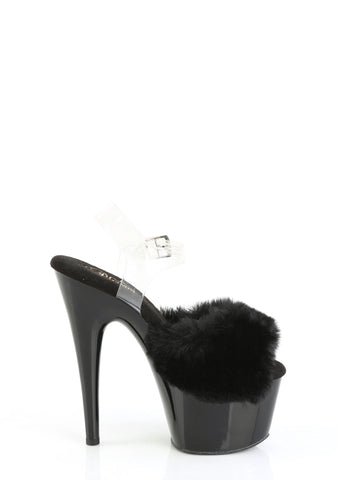 Adore-708FUR Platform Ankle Strap Sandals-Black