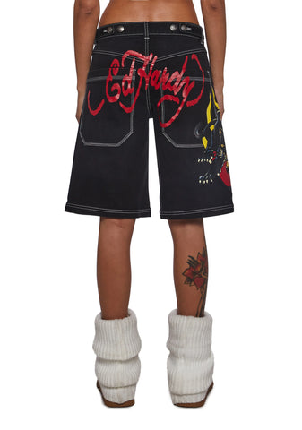 Panther Heart Denim Jorts