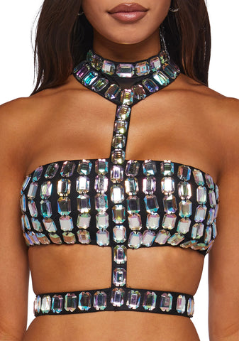 Lust Sparks Rhinestone Harness Top