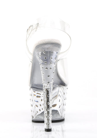 Stardust-708 Platform Ankle Strap Sandals-Clear