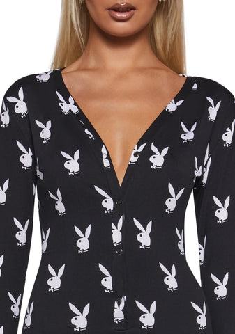 Playboy Slumber Bunny Romper - Black