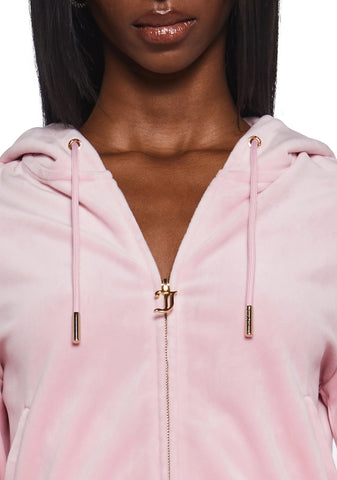 OG Big Bling Velour Hoodie - Pink