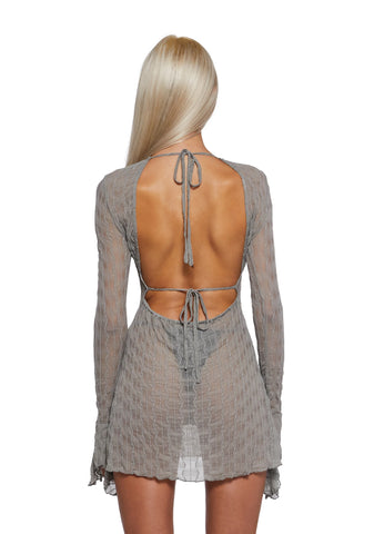 Techno Novelty Mesh Dress - Grey