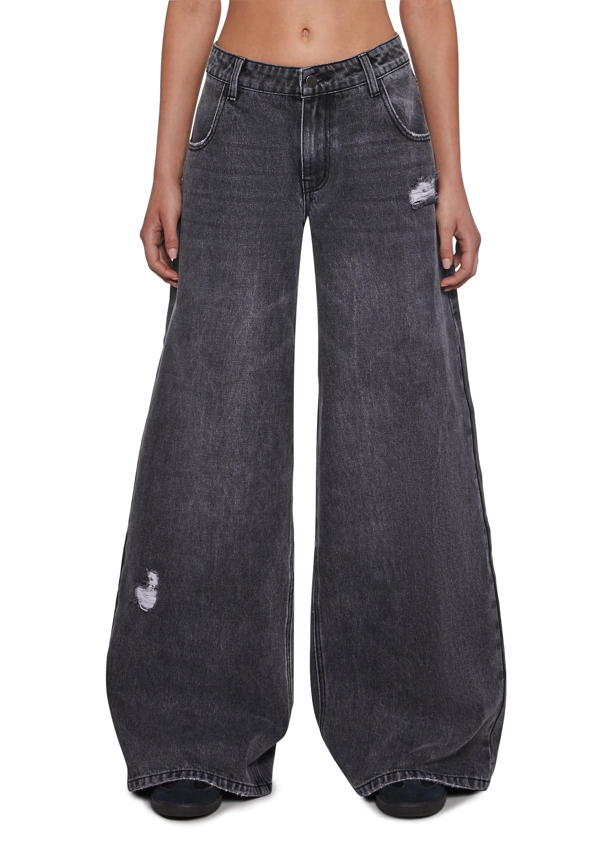 Sinful Attitude Wide Leg Jeans - Dark Grey