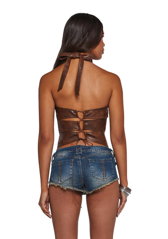 High Brow Halter Top - Brown