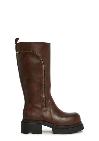 Small Town Girl Platform Boots - Brown