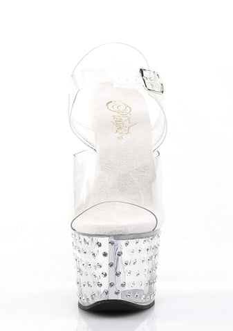 Stardust-708 Platform Ankle Strap Sandals-Clear