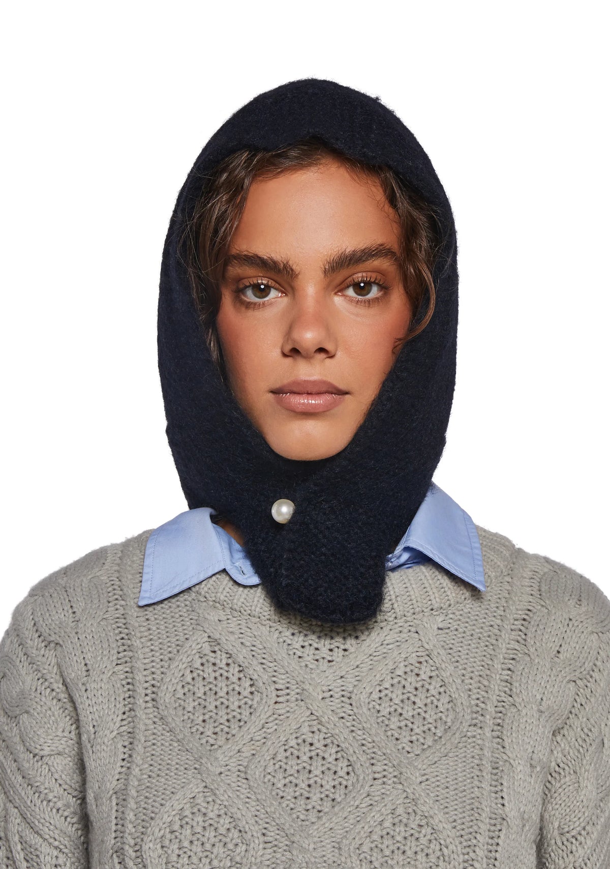 Fall Vibing Knit Hood - Black