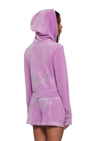 OG Big Bling Velour Hoodie - Purple