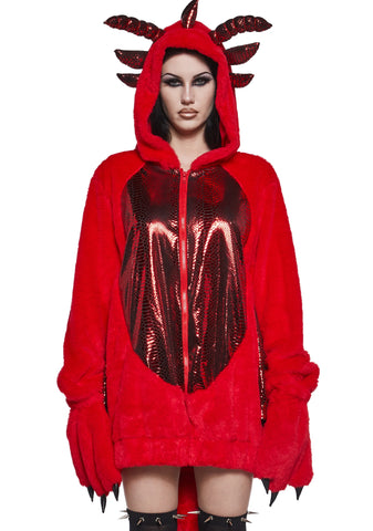 Dragon Fire Faux Fur Hoodie