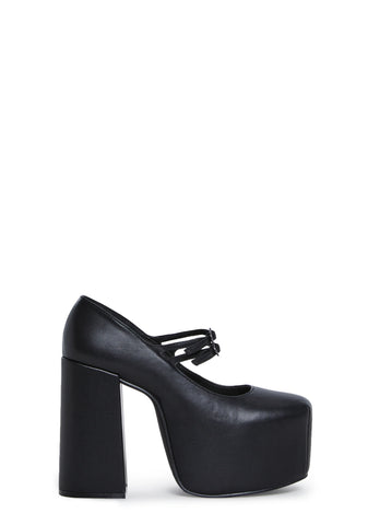 Macabre Meetup Platform Mary Janes - Black
