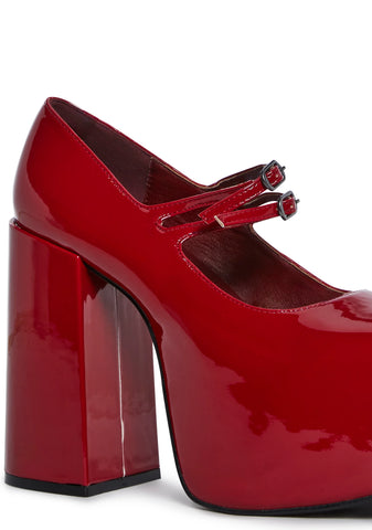 Macabre Meetup Platform Mary Janes - Red