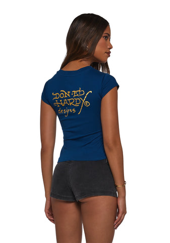 LKS Skull Rhinestone Cap Sleeve Tee