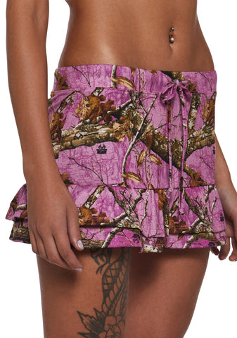 Camo Ruffle Mini Skirt