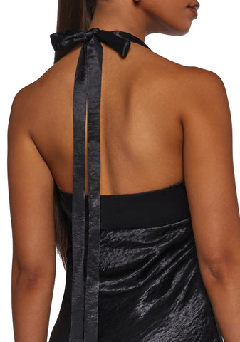 House Party Halter Dress - Black