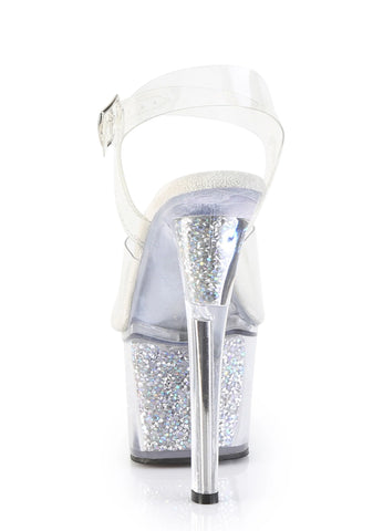 Sky-308RSI Platform Ankle Strap Sandals-Silver