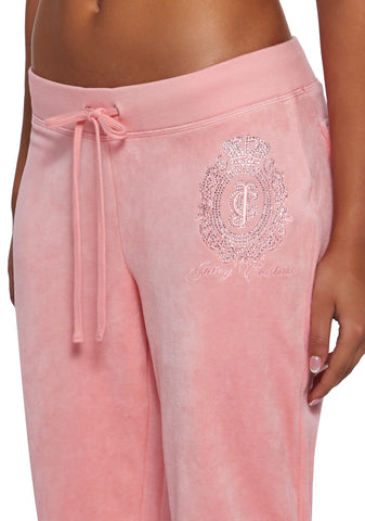 Crown Heritage Cotton Velour Track Pants - Pink