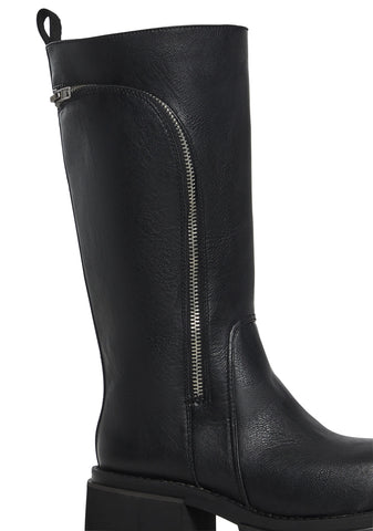 Small Town Girl Platform Boots - Black