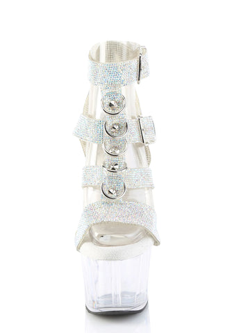 Adore-756 Platform Rhinestone T-Strap Sandals-Clear