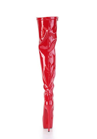 Jubilant-3000 Platform Thigh High Boots-Red