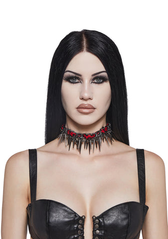 Leopard Choker With Spike Charms