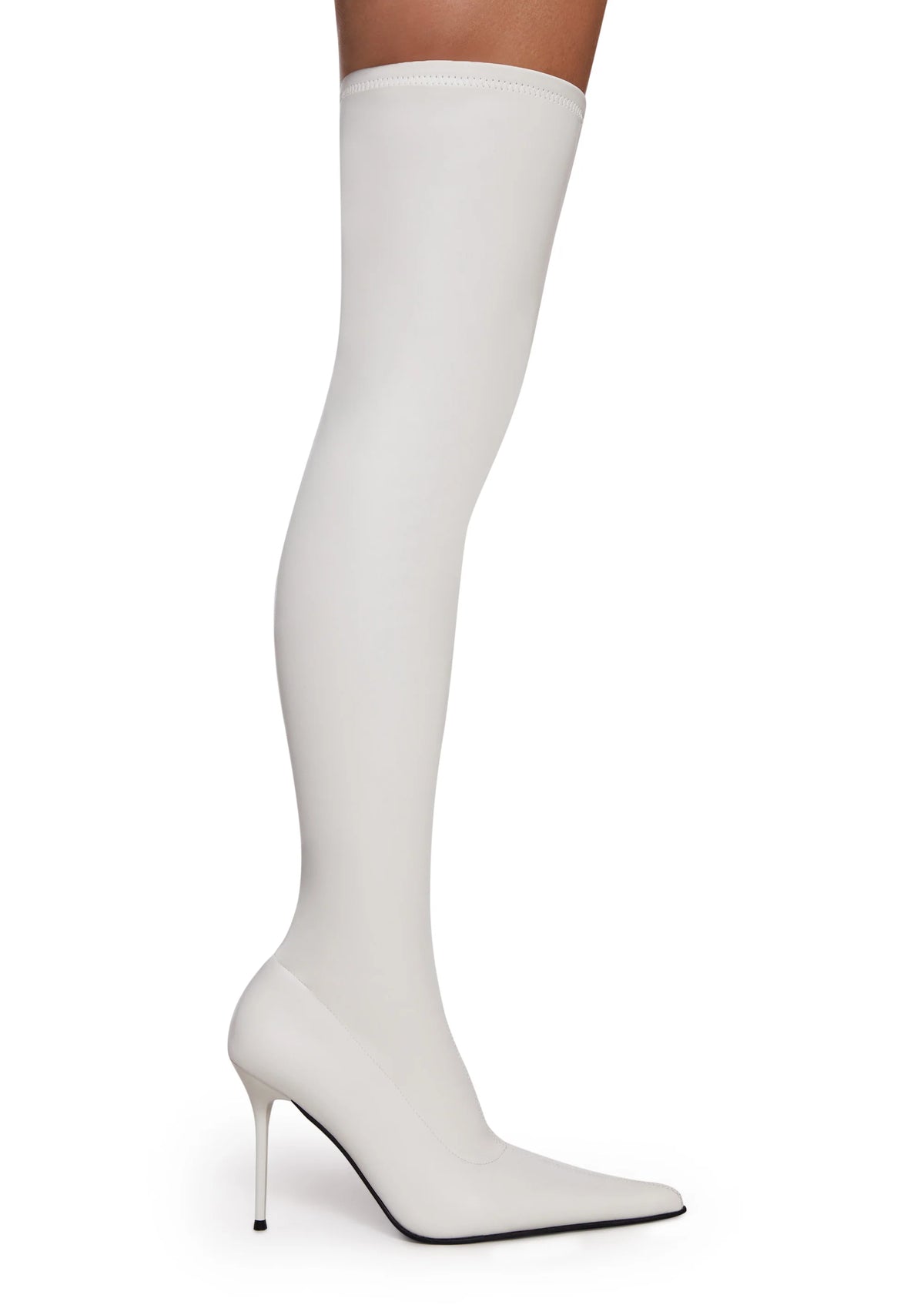 Thigh High Stretch Boots - White