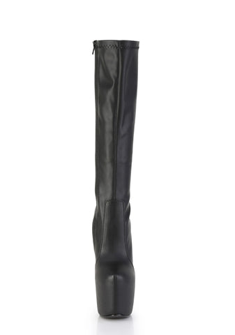 Jubilant-2000 Platform Knee High Boots-Black PU