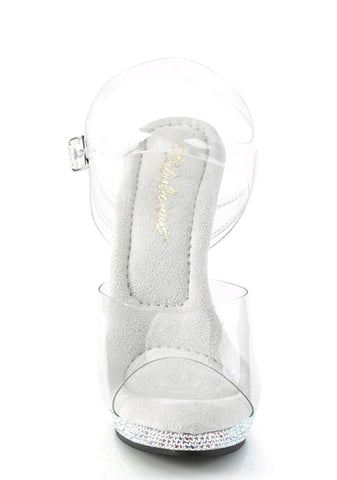 Lip-108 Platform Ankle Strap Rhinestones Sandals-Silver